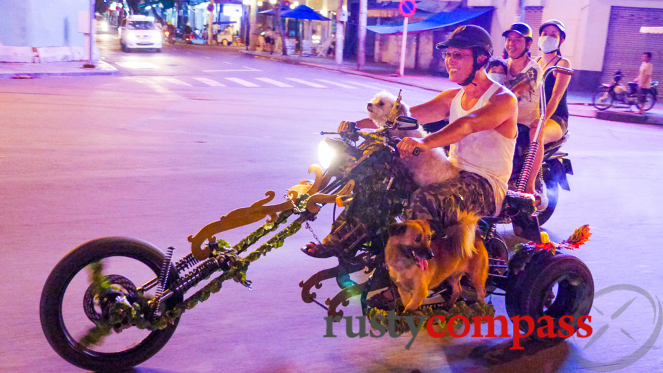 Fancy bike and fancy dogs, Saigon